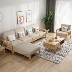 Sofa gỗ góc L cao cấp