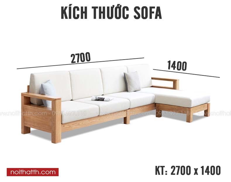 Kích thước sofa gỗ góc
