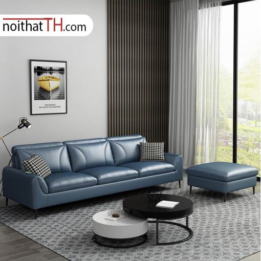 Sofa da xanh dương dạng văng