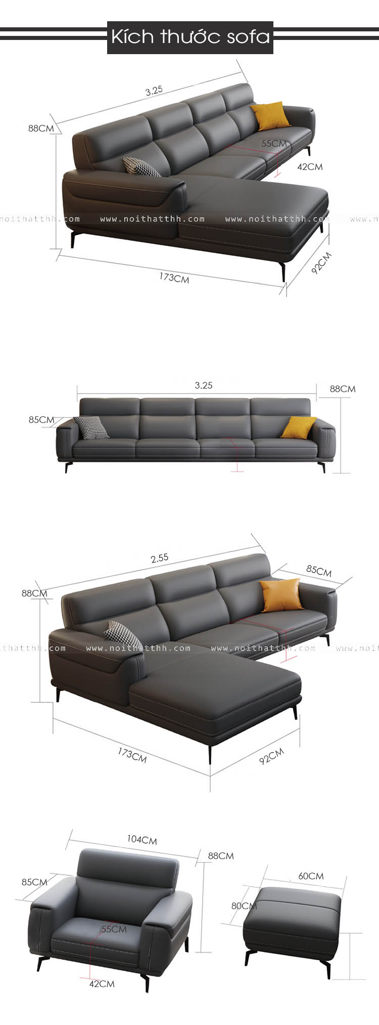 Kích thước sofa phòng khách
