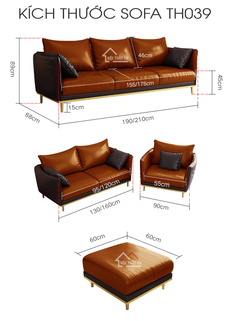 Kích thước sofa văng chân kim loại