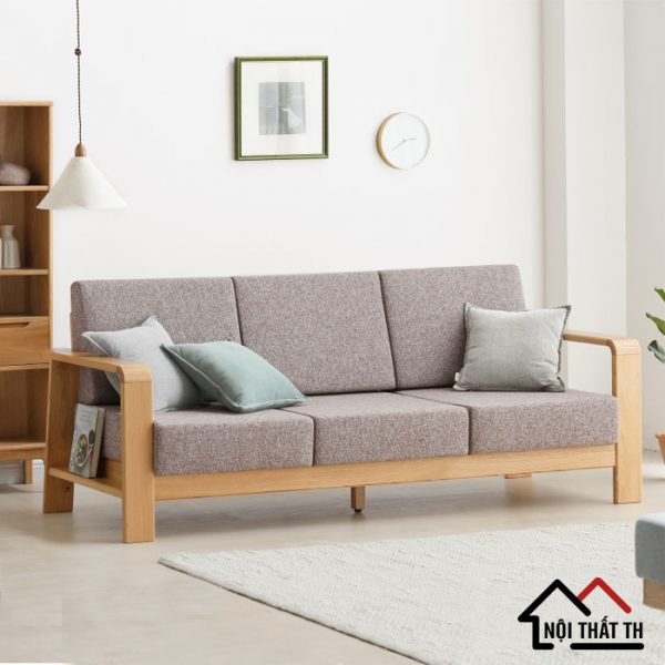 Sofa văng gỗ đơn giản màu xám
