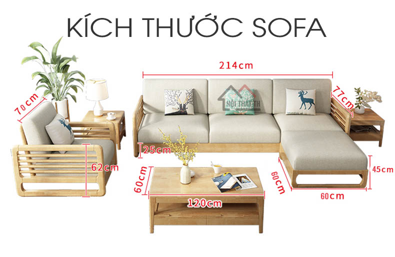Kích thước sofa gỗ tay mỏng