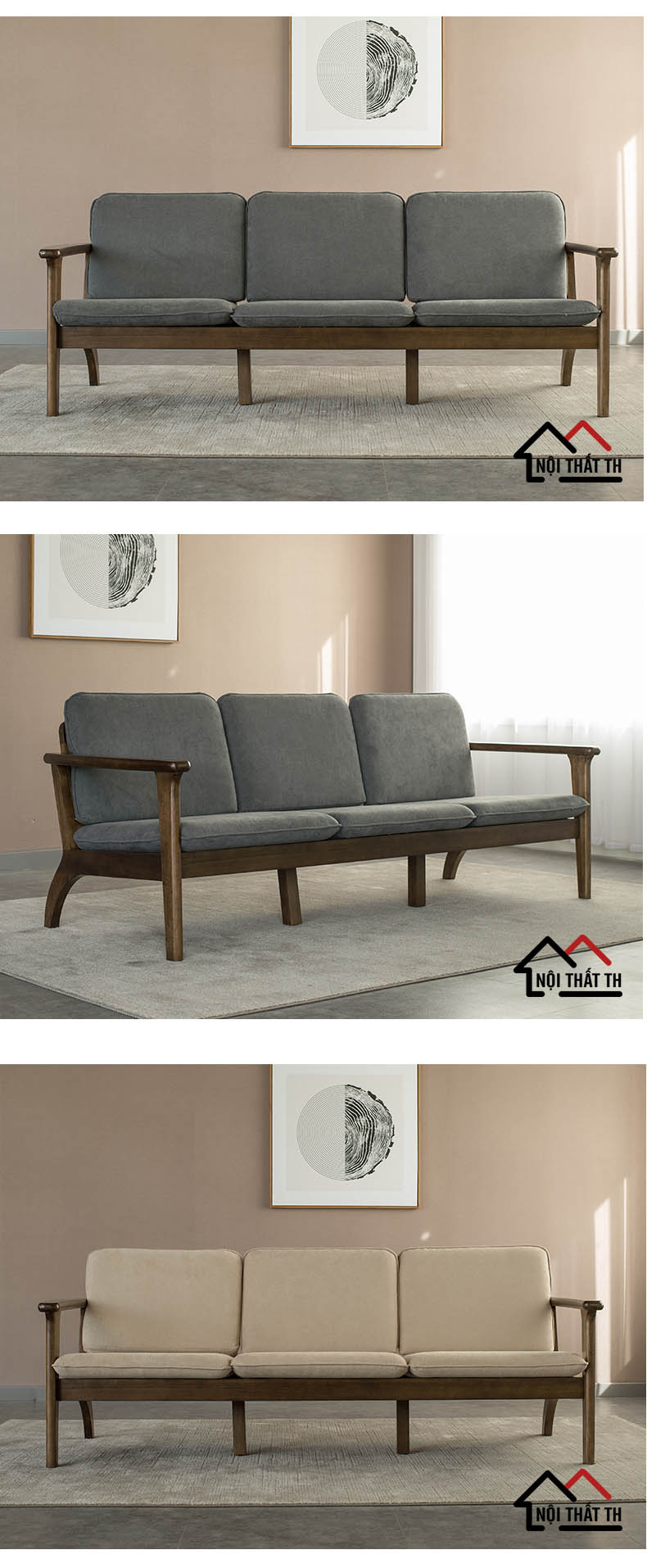 sofa văng gỗ đơn giản nhưng hiện đại