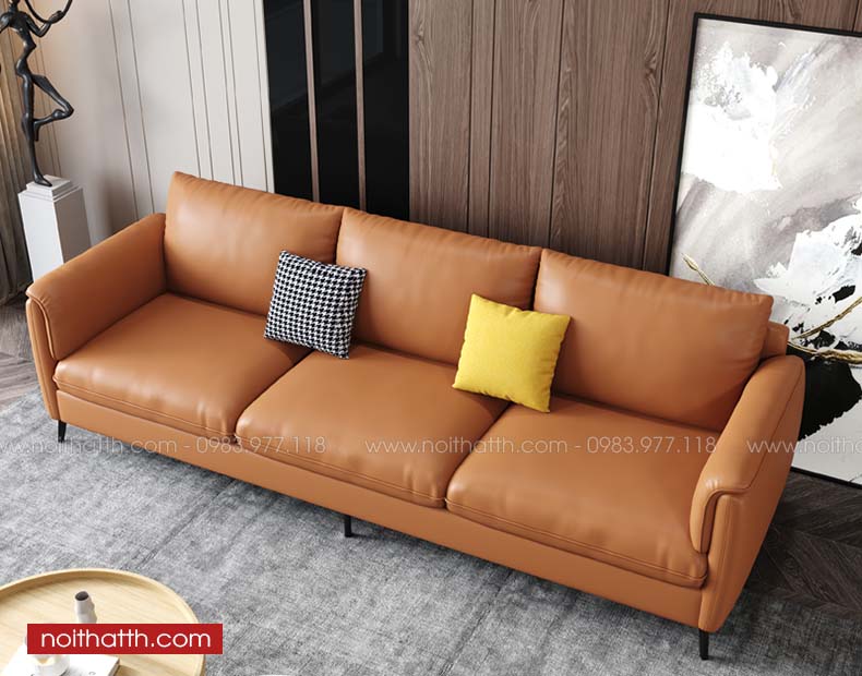 Sofa văng da đẹp màu cam