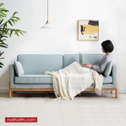 Sofa chân gỗ đẹp đệm xanh