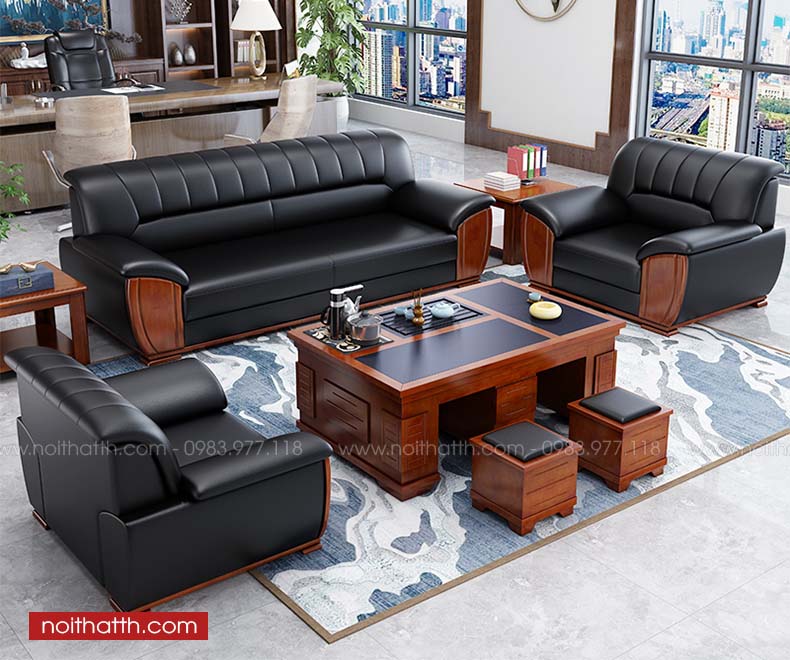 Sofa văn phòng tay gỗ