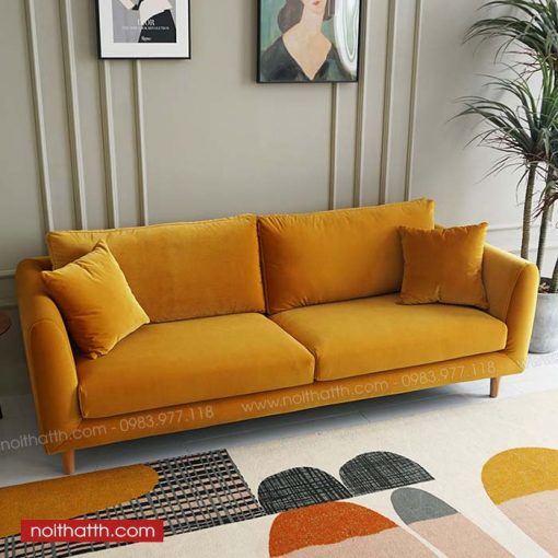 Sofa văng nỉ mini màu cam