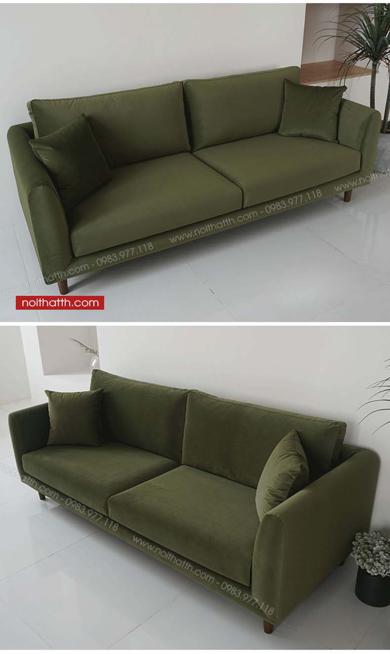 Sofa nỉ văng mini xanh rêu