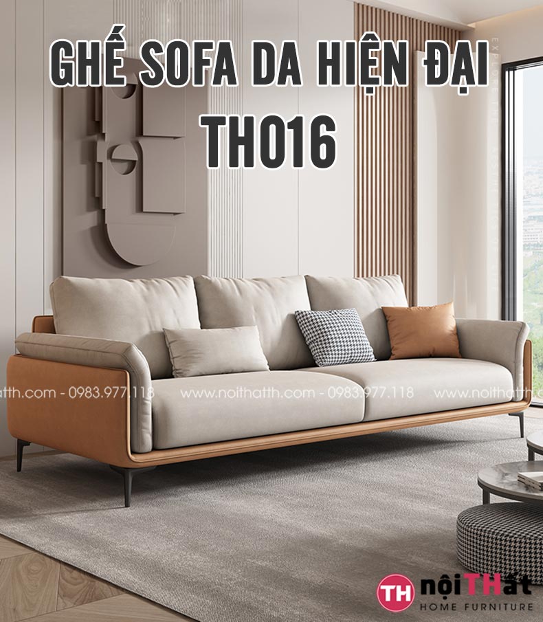 Ghế sofa da hiện đại th016