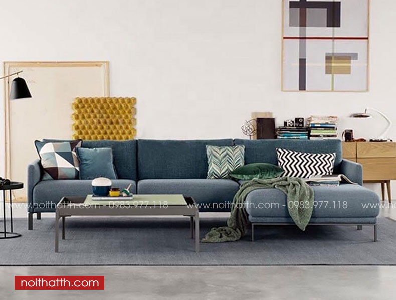 Sofa góc nỉ màu tím than
