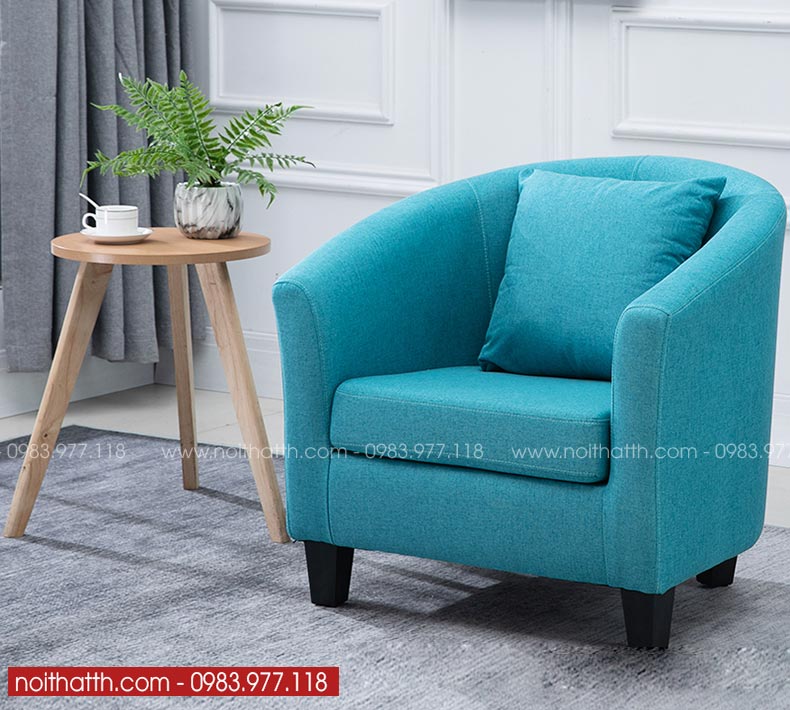 Ghế sofa đơn nỉ màu xanh