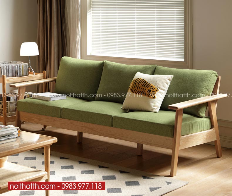 Sofa nỉ gỗ hiện đại