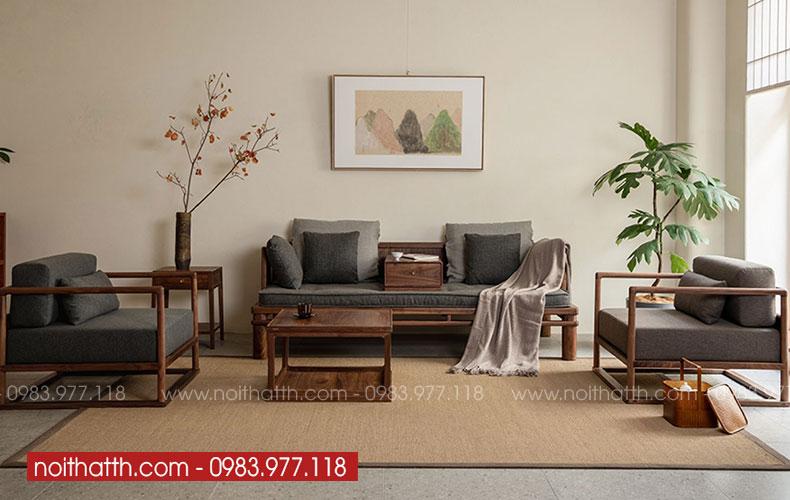Sofa gỗ chữ U đơn giản