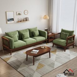 Sofa văng gỗ hiện đại đệm nỉ